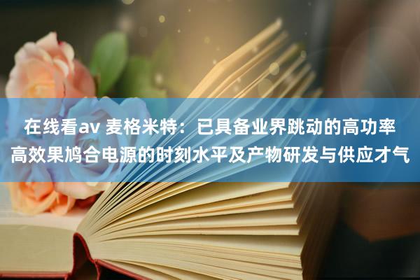 在线看av 麦格米特：已具备业界跳动的高功率高效果鸠合电源的时刻水平及产物研发与供应才气