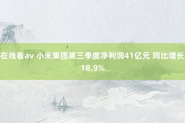 在线看av 小米集团第三季度净利润41亿元 同比增长18.9%