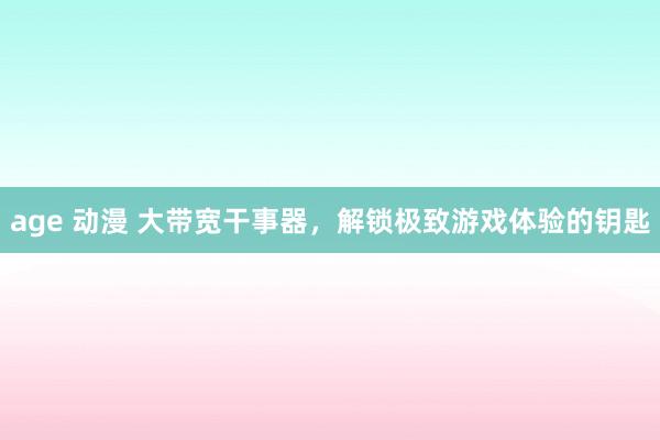 age 动漫 大带宽干事器，解锁极致游戏体验的钥匙