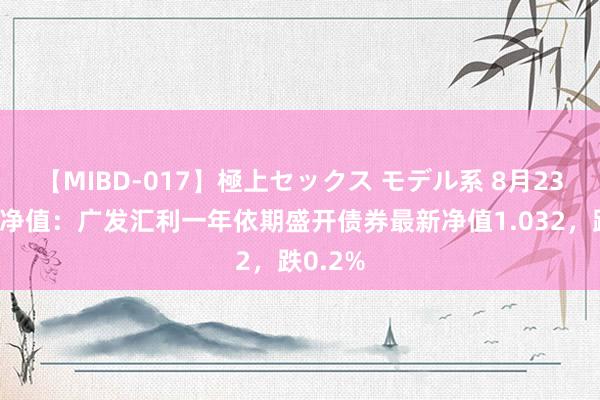 【MIBD-017】極上セックス モデル系 8月23日基金净值：广发汇利一年依期盛开债券最新净值1.032，跌0.2%